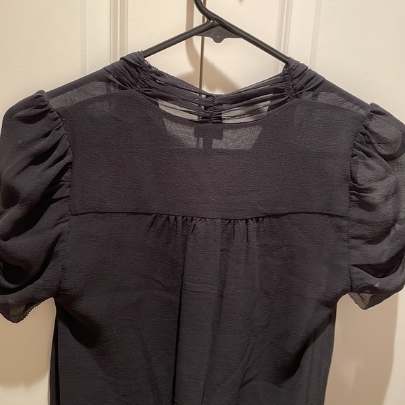 t babaton women’s black silk shortsleeeved blouse size XXXS - Picture 6 of 7